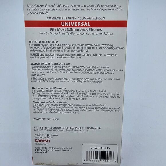 NEW Verizon i-DIGI Mono Headset, Universal (3.5mm AUX)  Black, Brand New In Box - Picture 4 of 6